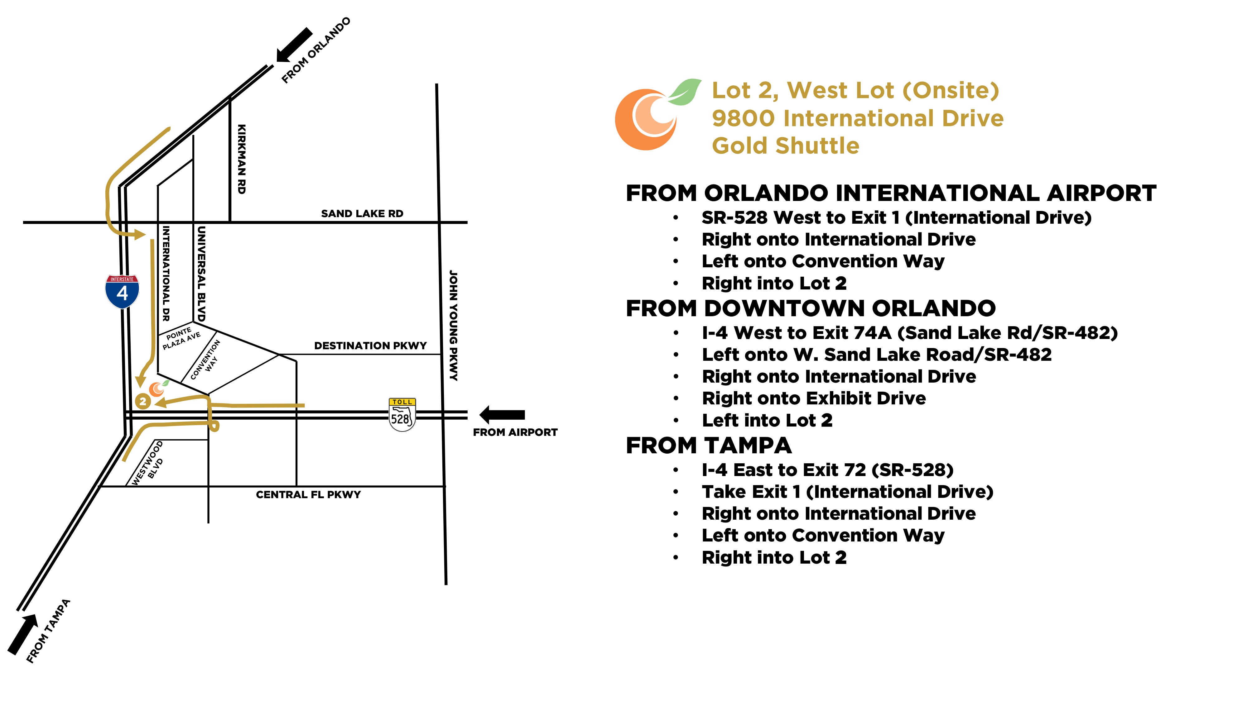 Where can I find directions to the parking lot I purchased? MEGACON Orlando